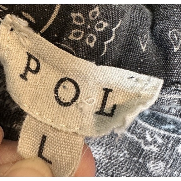 POL handkerchief pattern short sleeve oversized button up boxy shirt top sz L - Picture 2 of 5